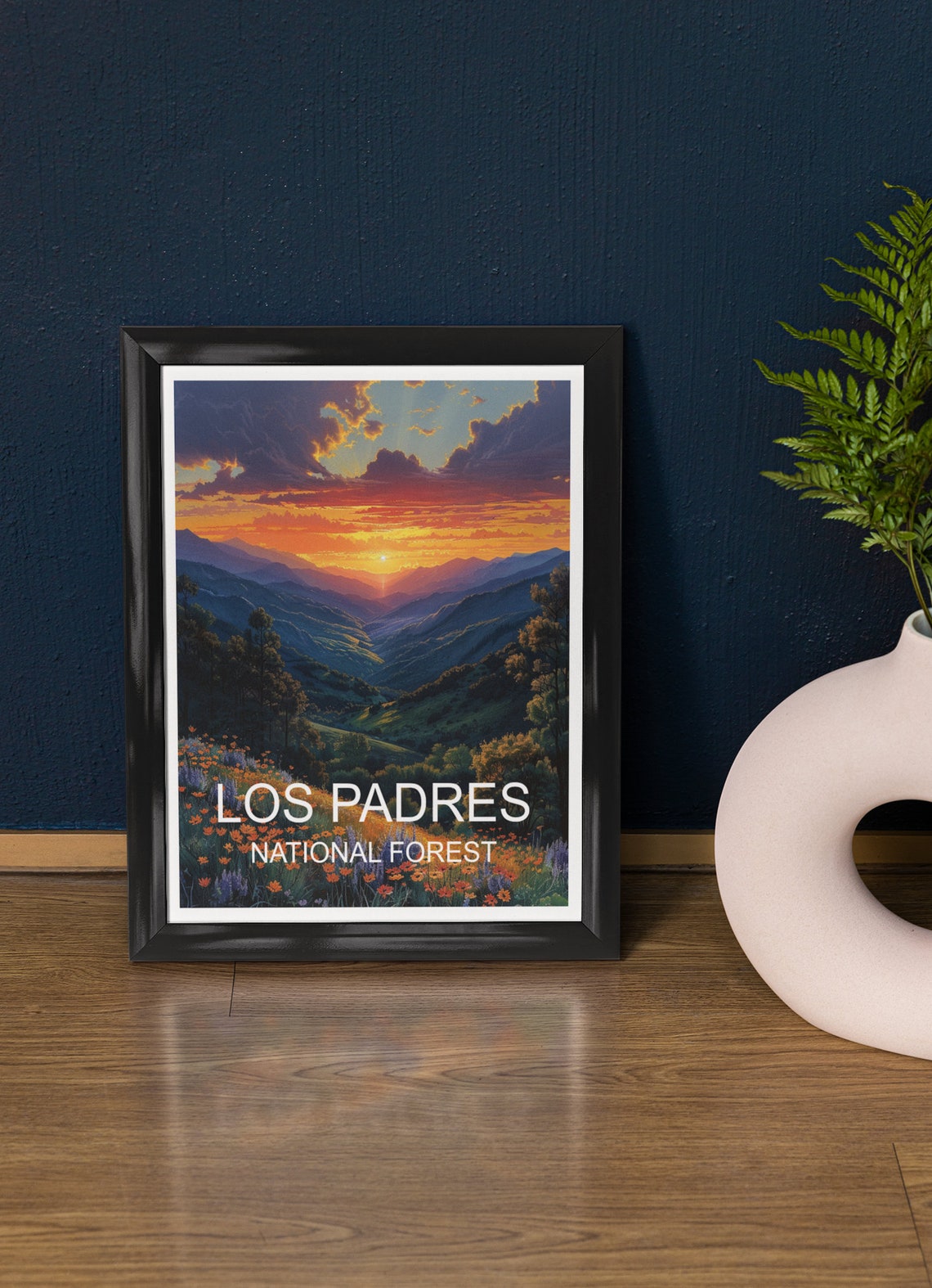 Los Padres National Forest Sunset Mountain Wildflowers Travel Poster