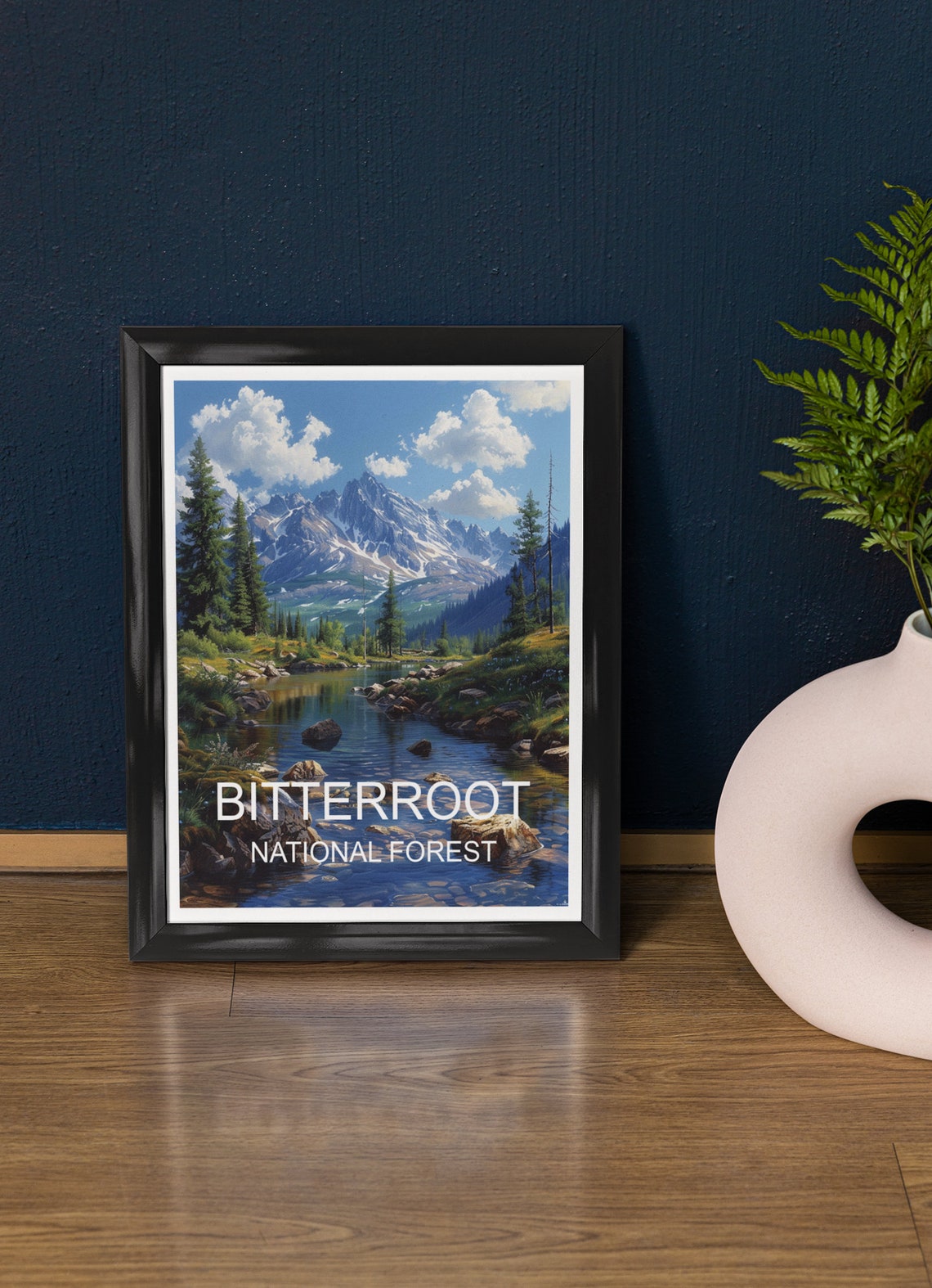 Bitterroot National Forest Alpine Lake Snowy Peaks Reflection Poster