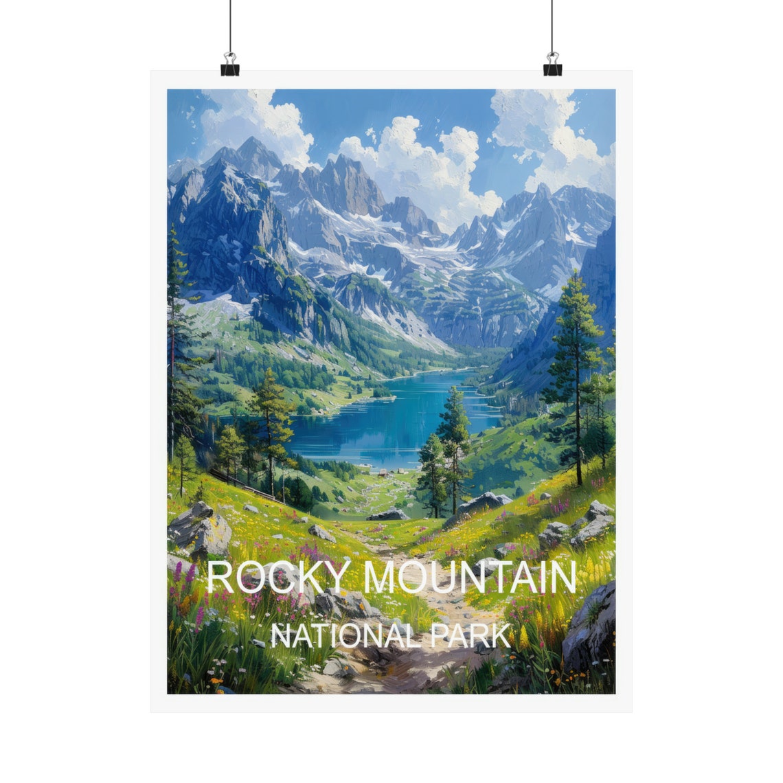 Rocky Mountain National Park Alpine Lake Peaks Meadows Trail Poster - Image 5
