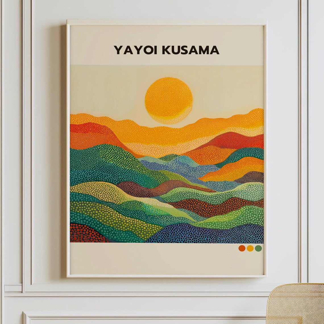 Yayoi Kusama Wave Print, Japandi Art Poster