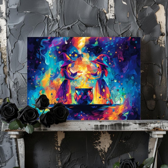 Geometric Witch Brew Gothic Modern Painting Halloween Eccentric Wall Print Airbnb Art Wall Decor