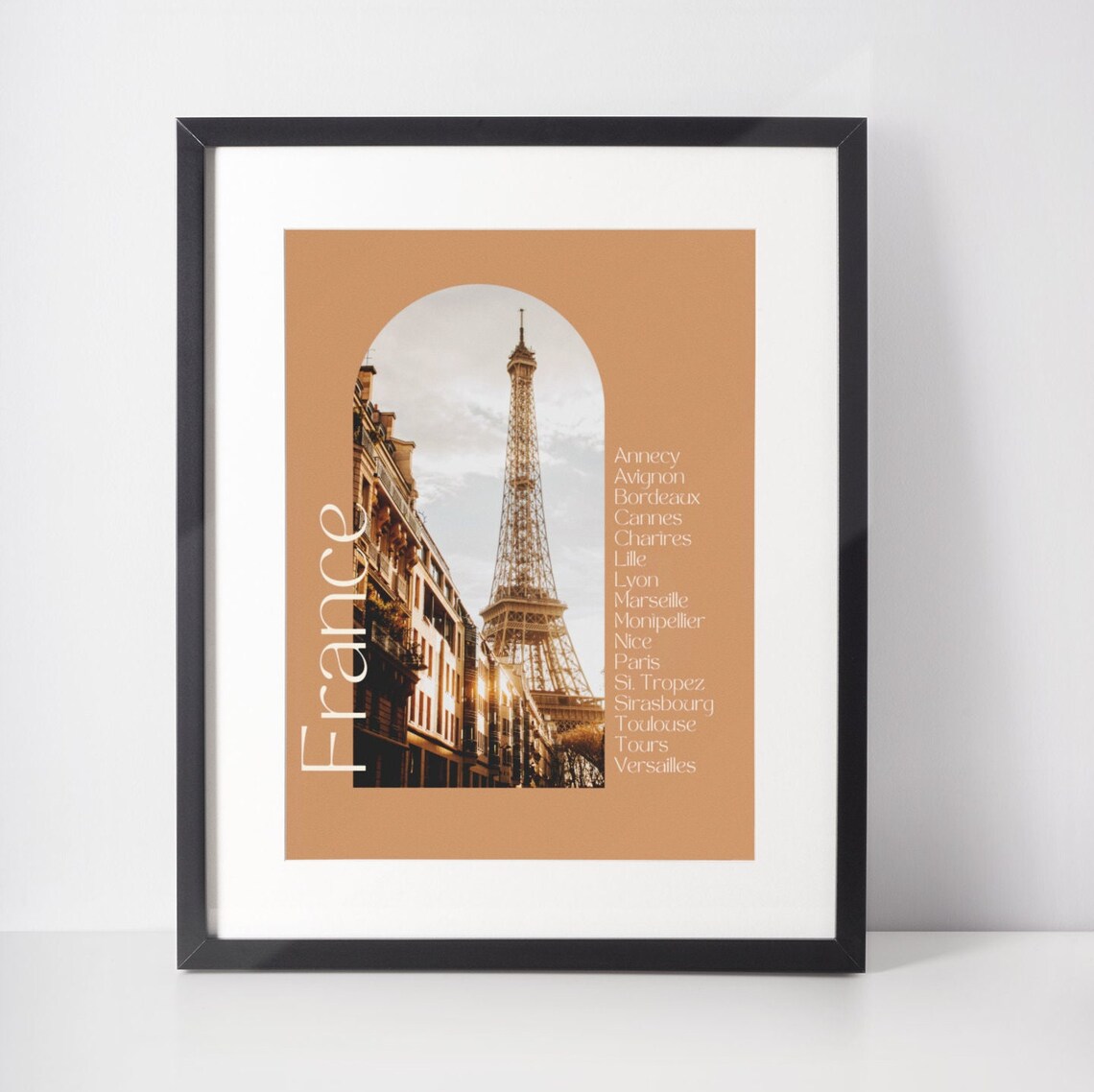 France Travel Poster Paris Eiffel Tower Arch Photo Wall Decor