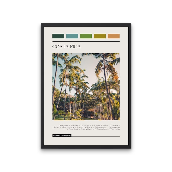 Costa Rica Palm Trees Tropical Beach Travel Photography Poster