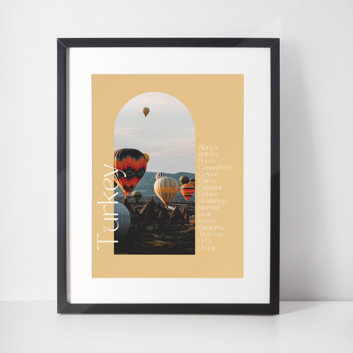 Turkey Cappadocia Hot Air Balloons Arched Travel Poster Gift
