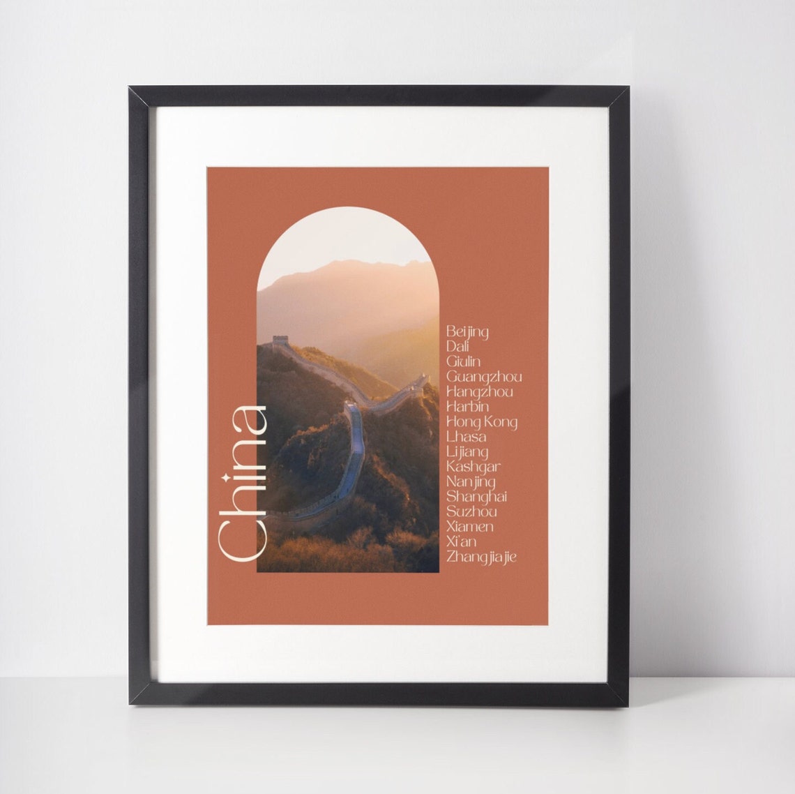 China Great Wall Arched Travel Poster City List Terracotta Gift