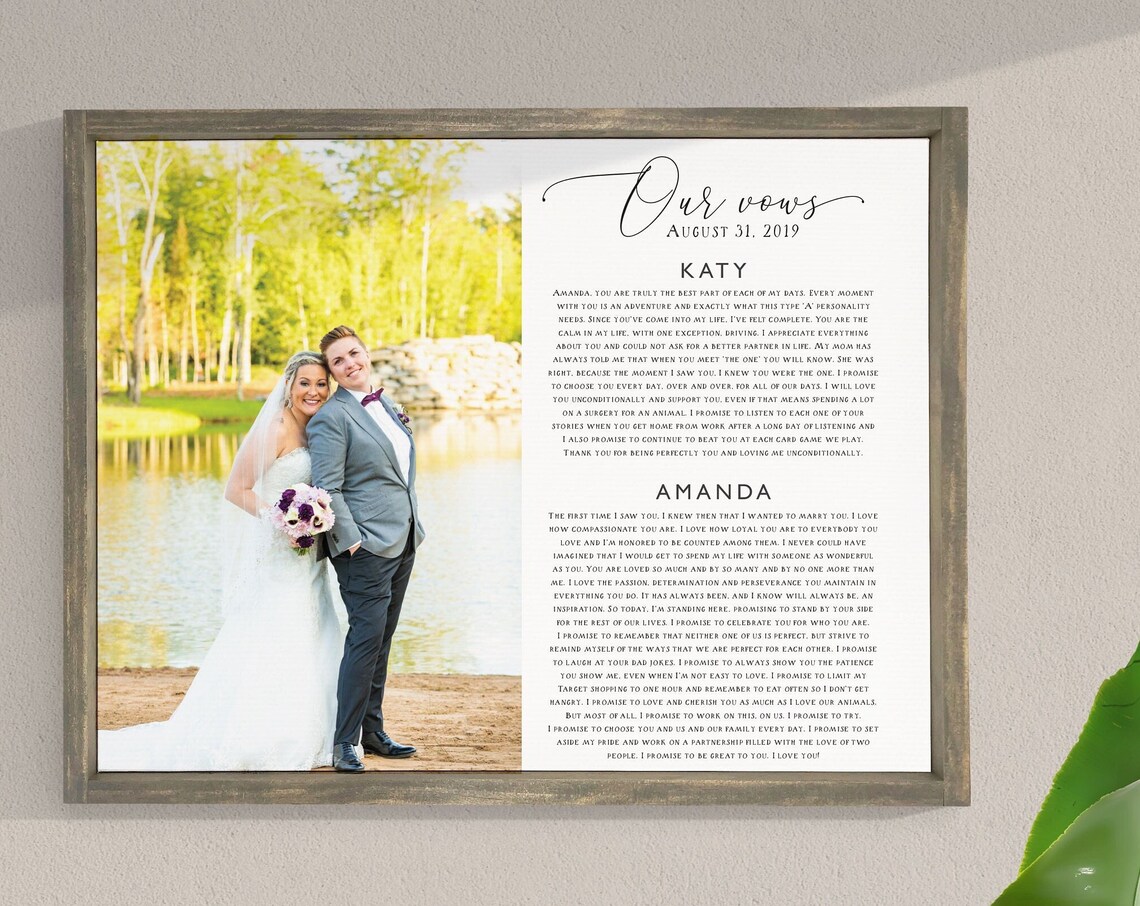 Our Vows And Wedding Photo Anniversary Gift