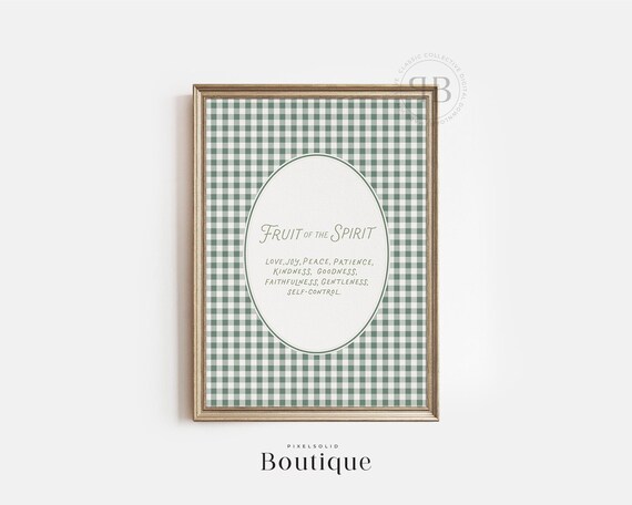 Fruit Of The Spirit Gingham Farmhouse Bible Verse Scripture Poster