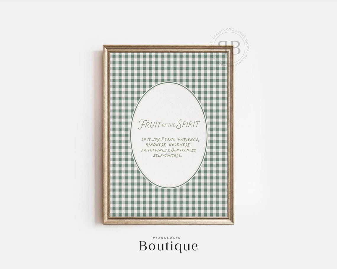Fruit Of The Spirit Gingham Farmhouse Bible Verse Scripture Poster