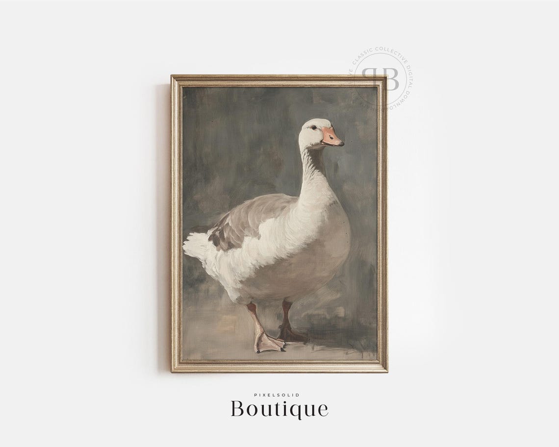 Realistic White Goose Farmhouse Kitchen Animal Painting Poster