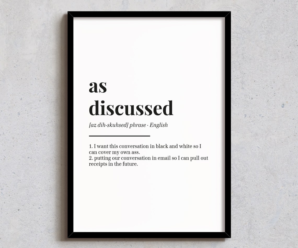 As Discussed Definition Funny Office Email Receipts Humor Poster
