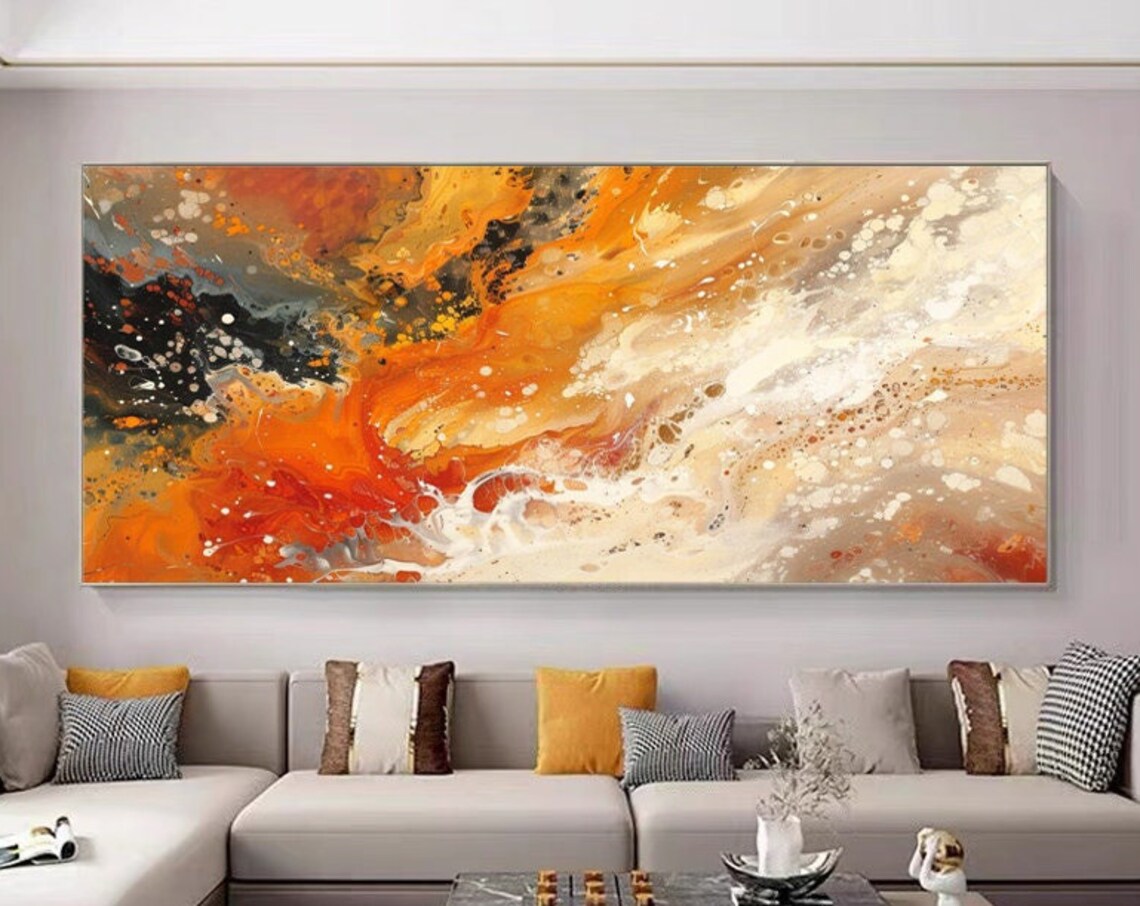Bold Flowing Orange Abstract Fluid Art Swirls Modern Art Poster - Image 6