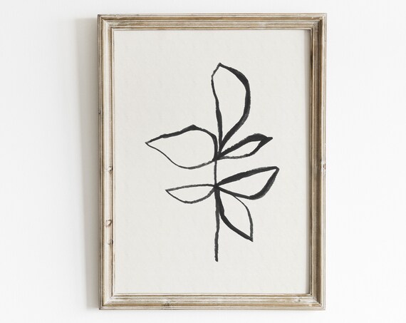 Minimal Flower Line Art Art Print, Vintage Botanical