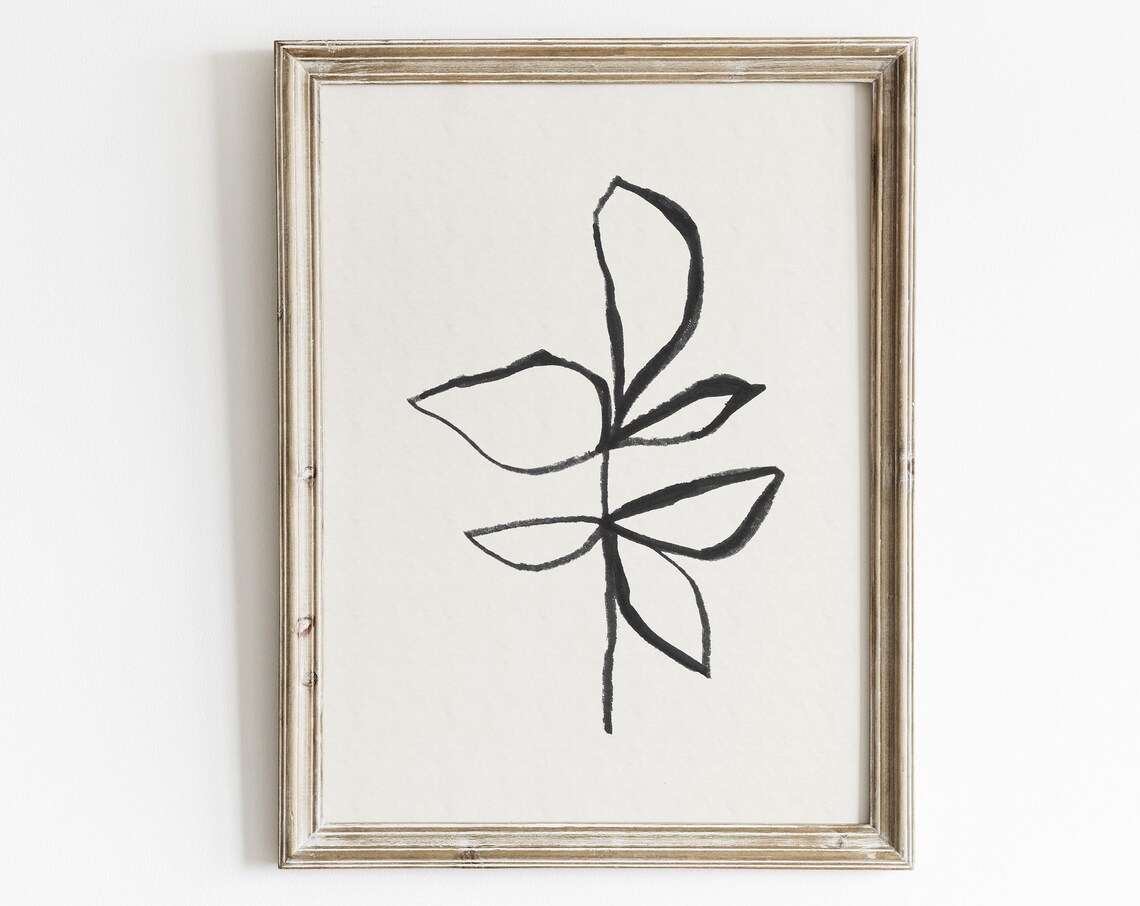 Minimal Flower Line Art Art Print, Vintage Botanical