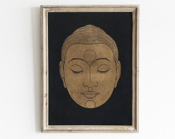 Buddha Statue Yoga Art Print, Boho Meditation