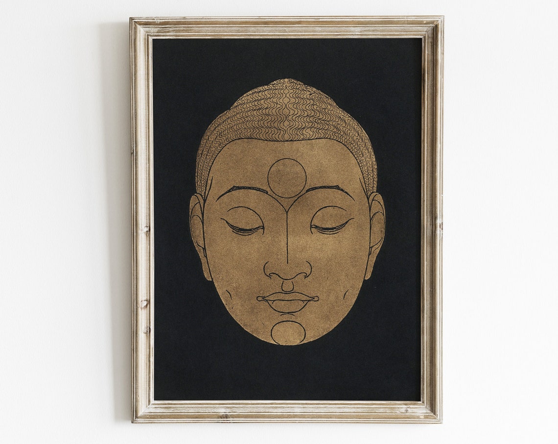 Buddha Statue Yoga Art Print, Boho Meditation