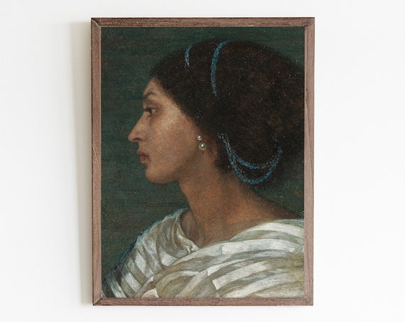 Vintage Female Portrait Art Print, Moody Wall Art