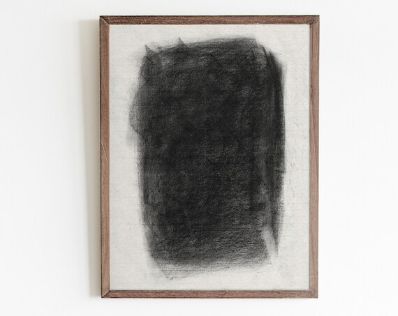 Minimalist Abstract Sketch, Charcoal Art Print