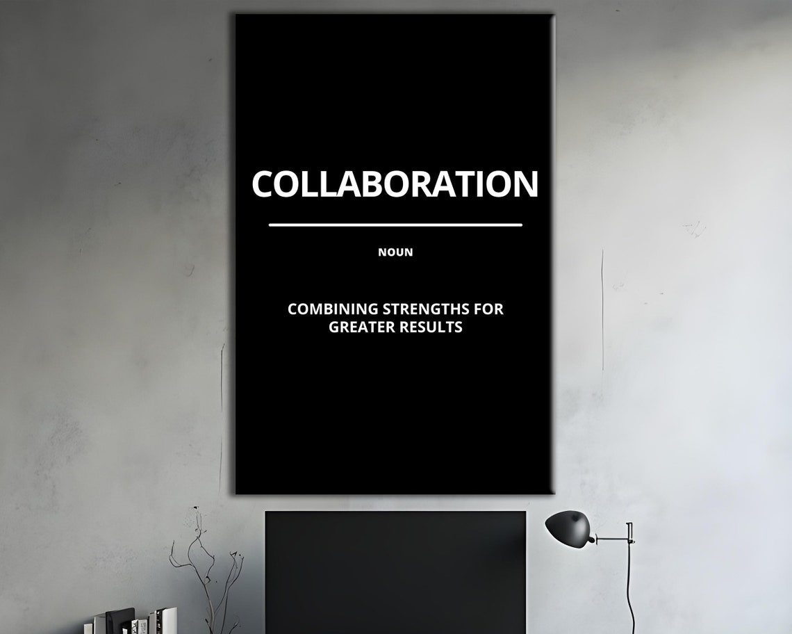 Collaboration Bold Black Dictionary Definition Motivational Poster