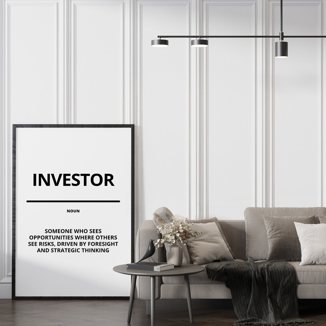 Investor Noun Definition Minimalist White Finance Motivational Poster - Image 2