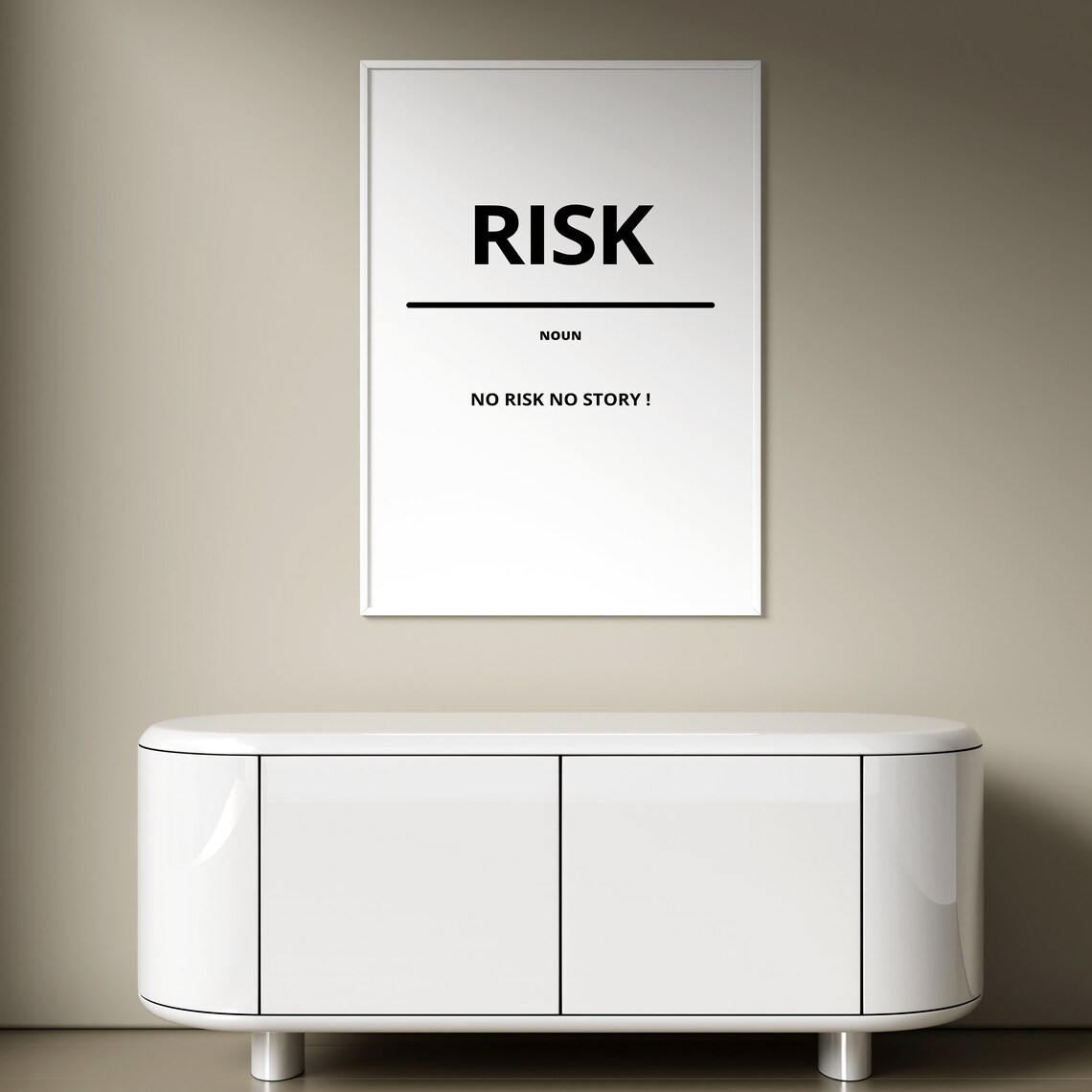 Risk Noun Definition Minimalist White Motivational Quote Poster - Image 2