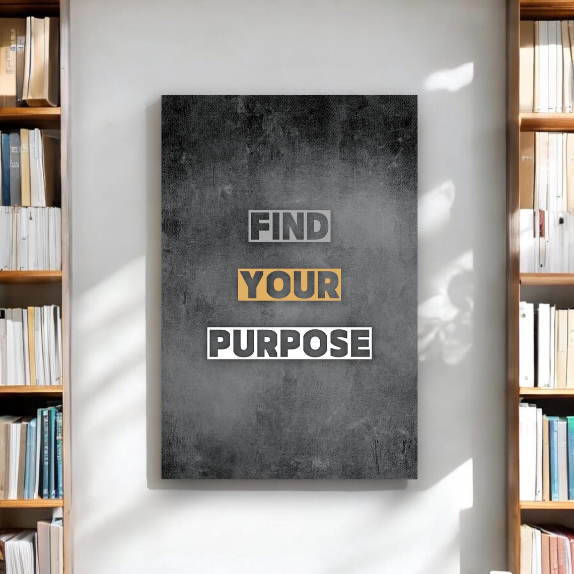Find Your Purpose Bold Block Letters Gold Accent Grey Wall Art - Image 4
