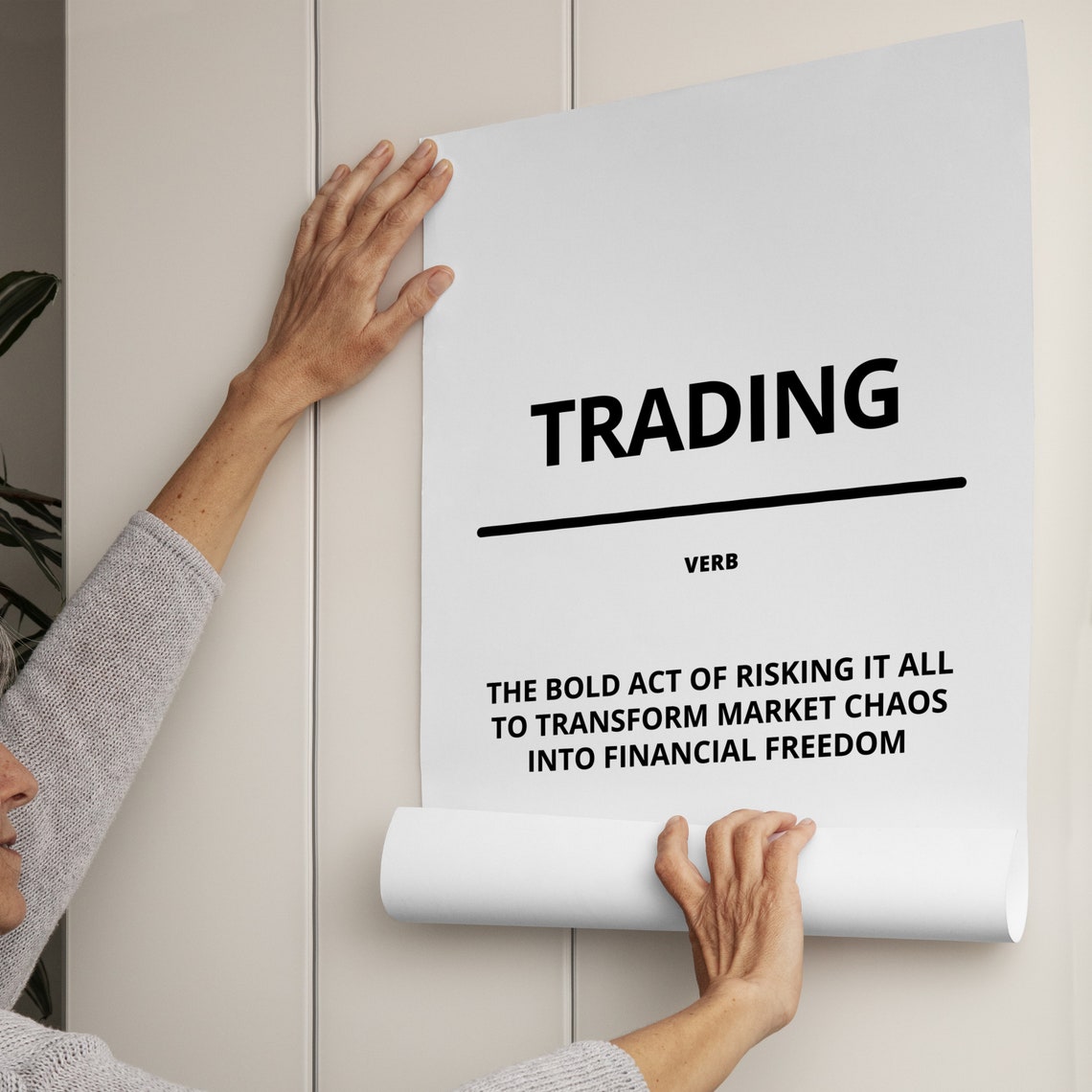 Trading Minimalist White Dictionary Definition Motivational Poster - Image 3
