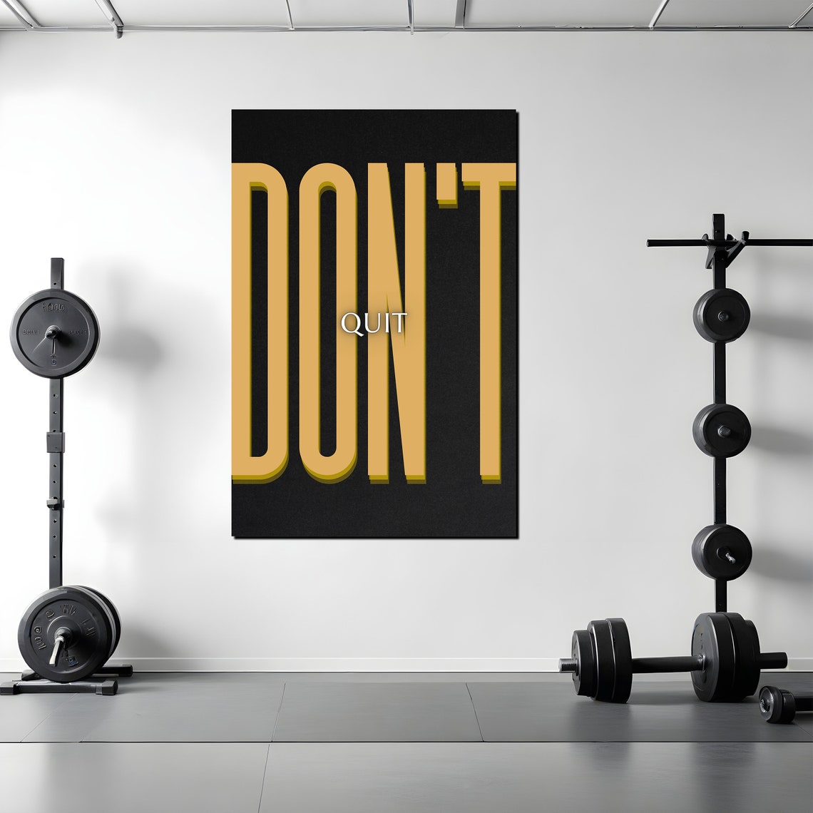 Don't Quit Gold Bold Lettering Black Industrial Gym Quote Poster - Image 2