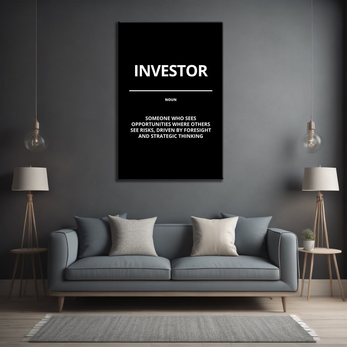 Investor Noun Definition Minimalist Black Finance Motivational Poster - Image 2