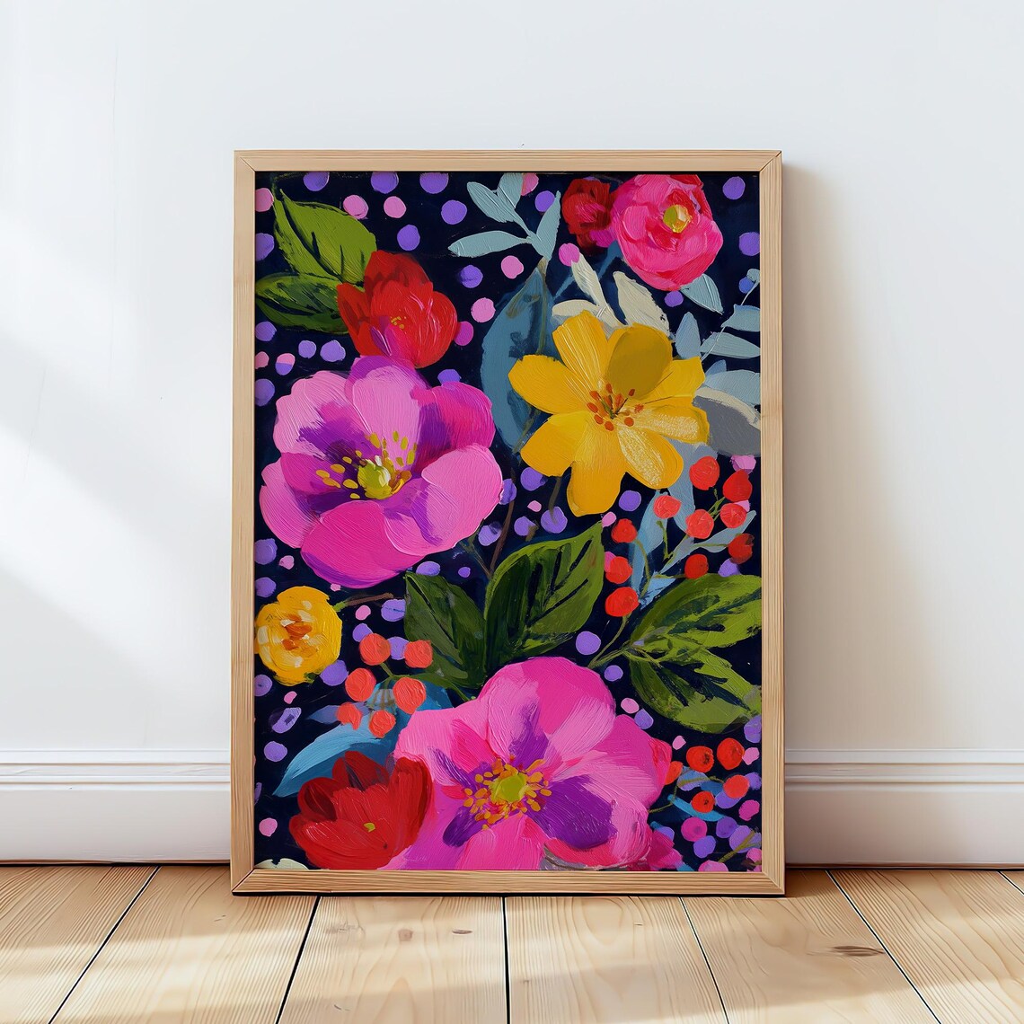 Vibrant Floral Botanical Art Print for Home Decor