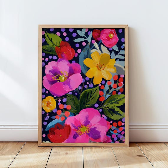 Vibrant Floral Botanical Art Print for Home Decor