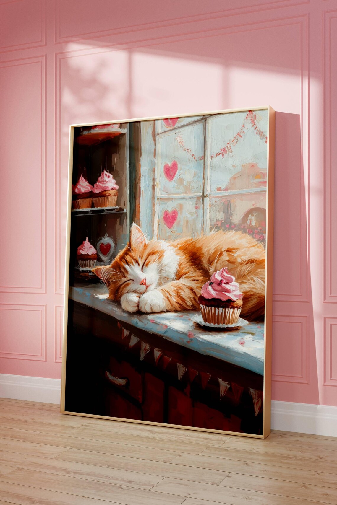 Ginger Cat In Cupcake Bakery, Valentine Poster - Image 7