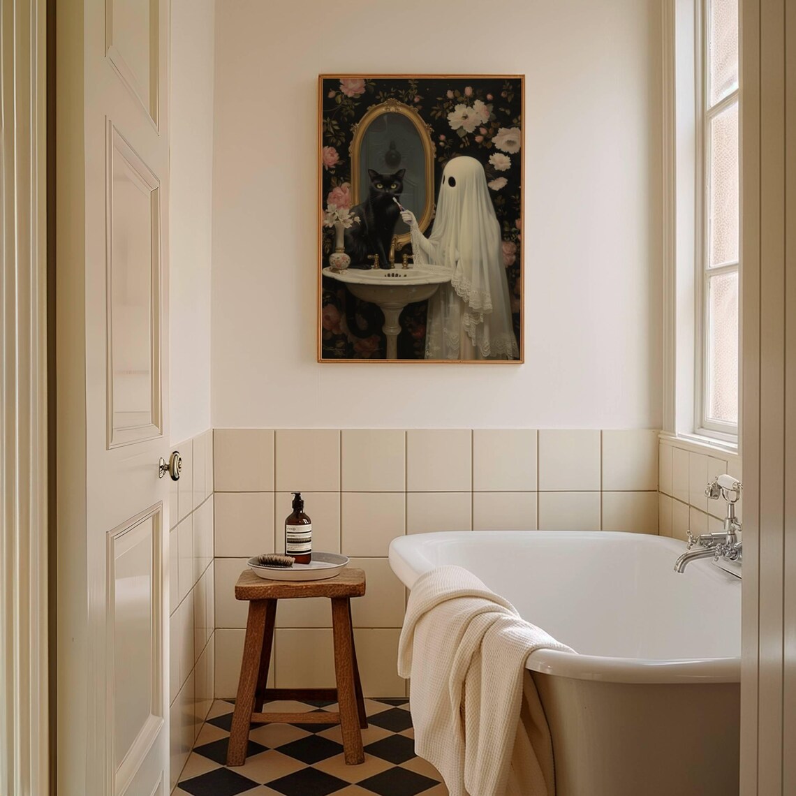 Ghost And Cat Brushing Teeth Poster Art Print - Image 6