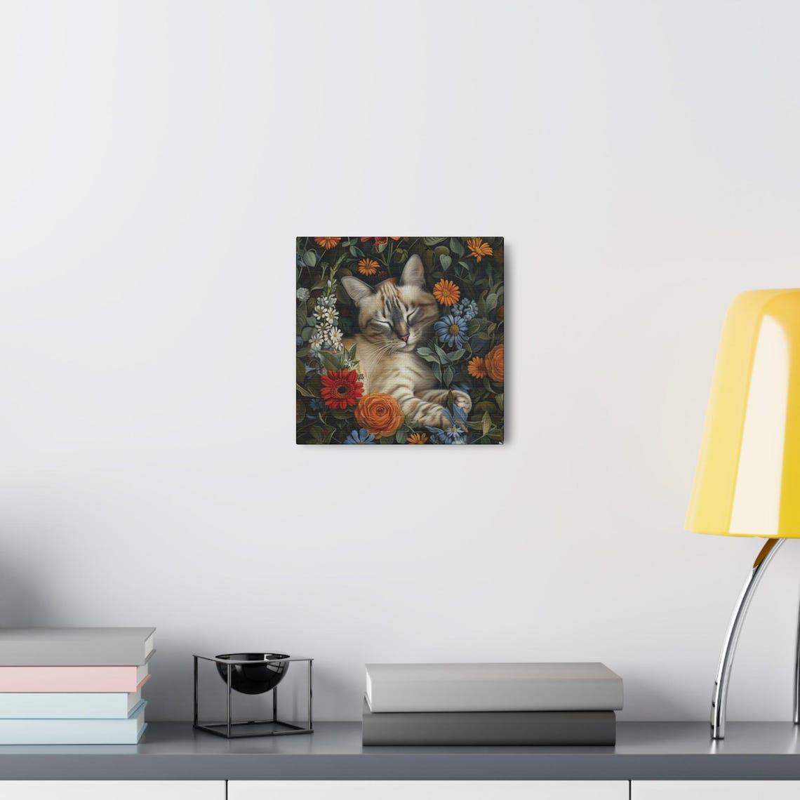 Lynx Point Siamese Cat Sleeping Among Lush Wildflowers Poster - Image 7
