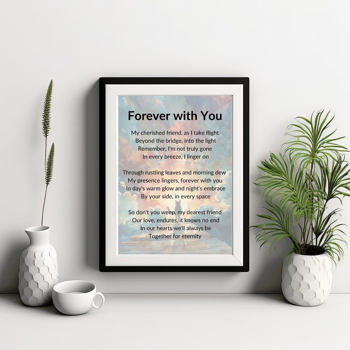 Forever with You Pet Memorial Poem with Rainbow Bridge Poster - Image 5