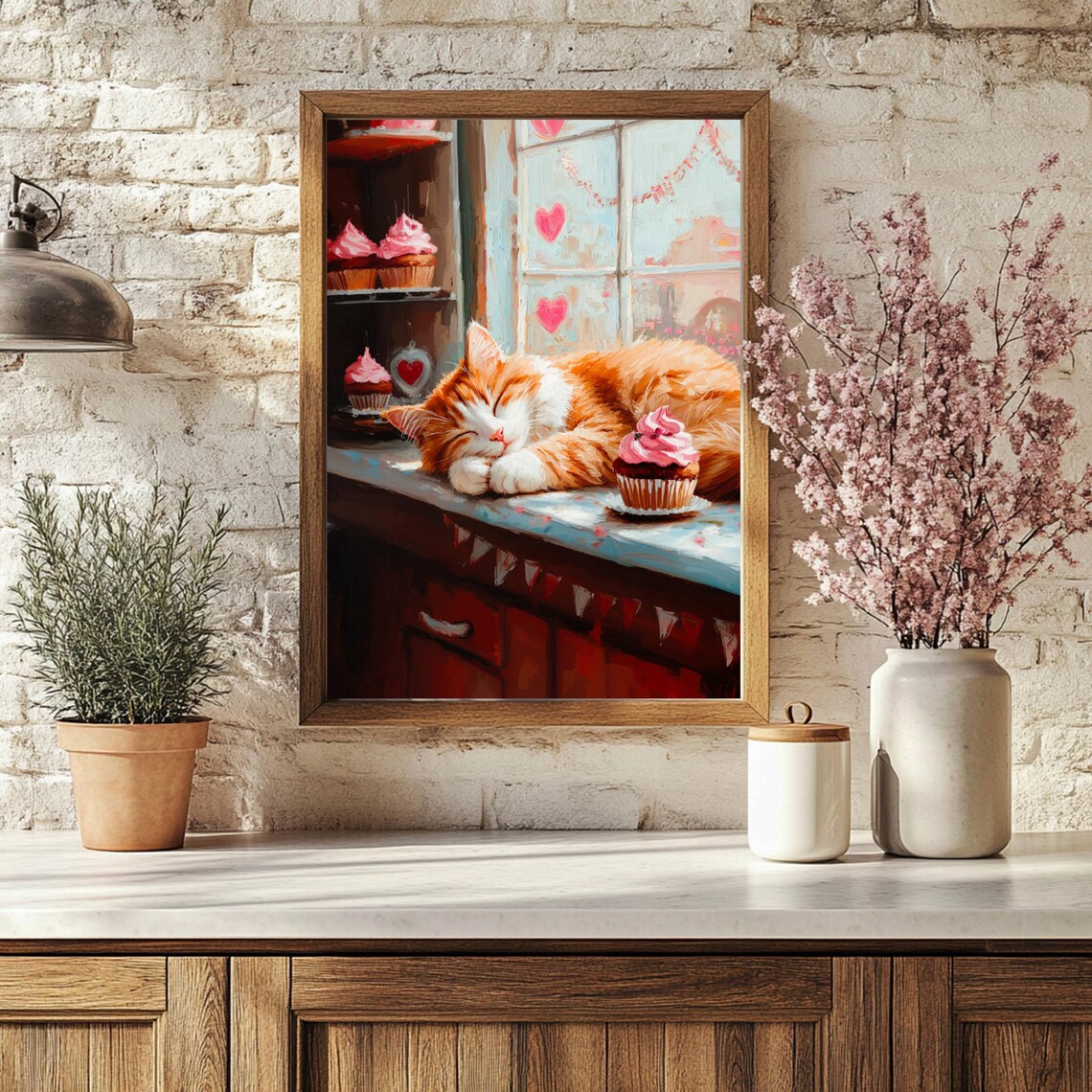 Ginger Cat In Cupcake Bakery, Valentine Poster - Image 5