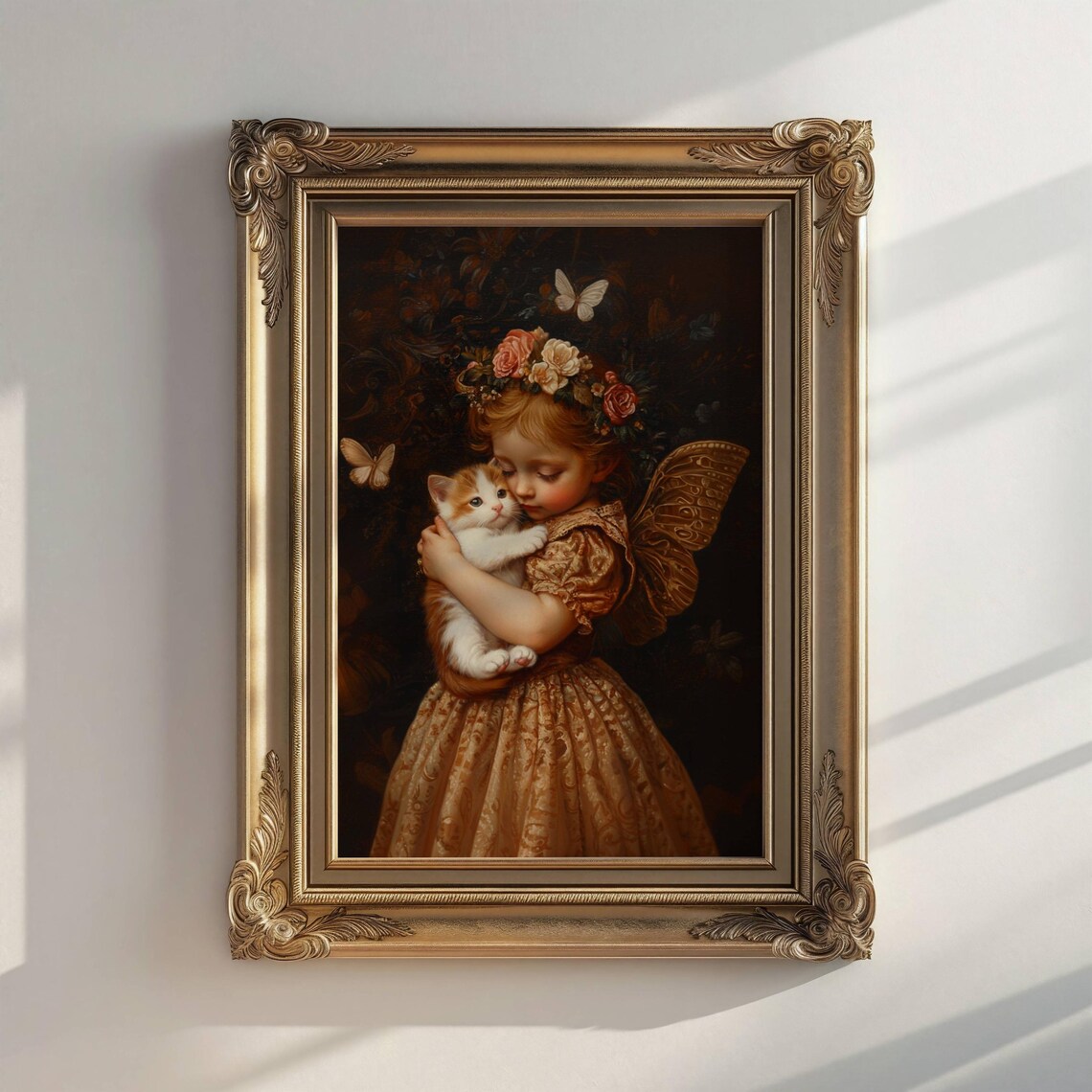 Victorian Fairy Girl Hugging a Kitten Among Butterflies Poster - Image 7