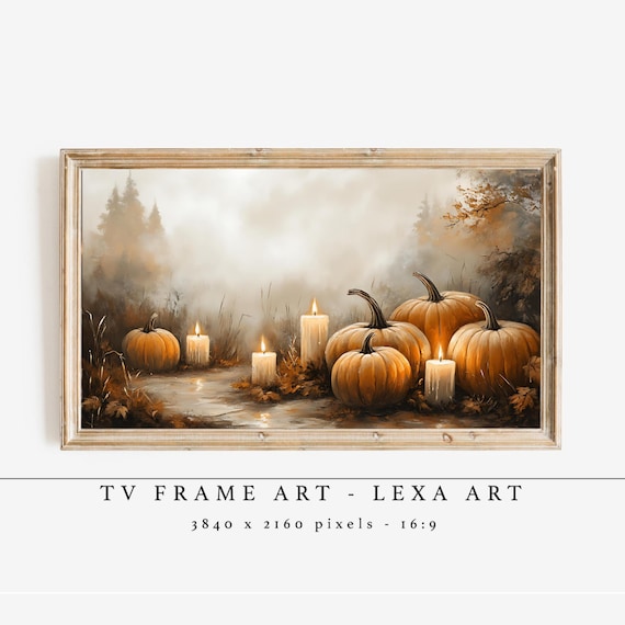 Pumpkin Tv Frame Art For Samsung Artwork Autumn Harvest Wall Rustic Fall Home Decor Cozy Seasonal Candle