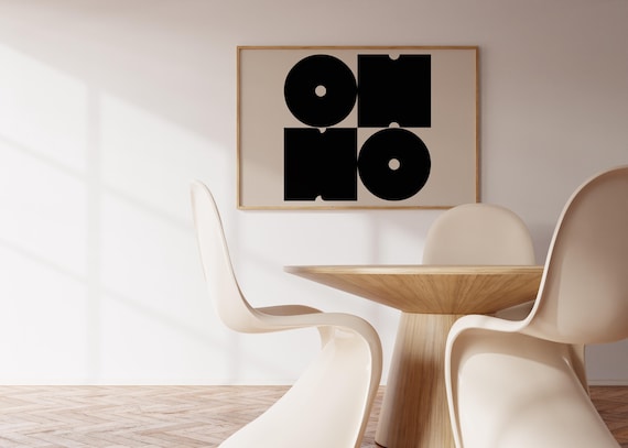 Oh No Bold Geometric Typography Poster Black On Beige Trendy Minimal Art