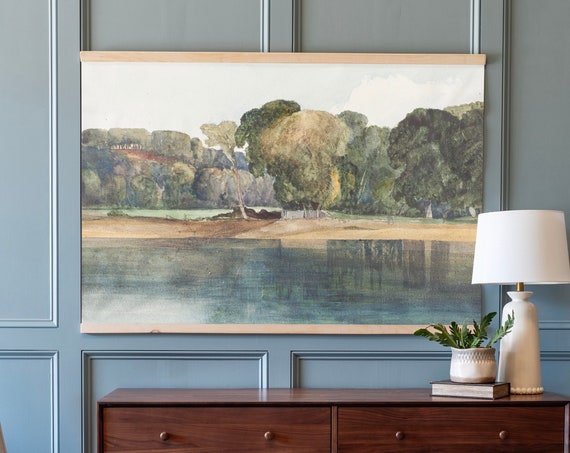 Large Wall Art On The Pond Tapestry Vintage Wall Art For Bedroom Vintage Scenic Wall Decor Large Vintage Art 188