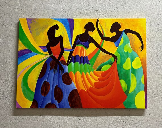 African Dancers Abstract Art Print, Ethnic Art