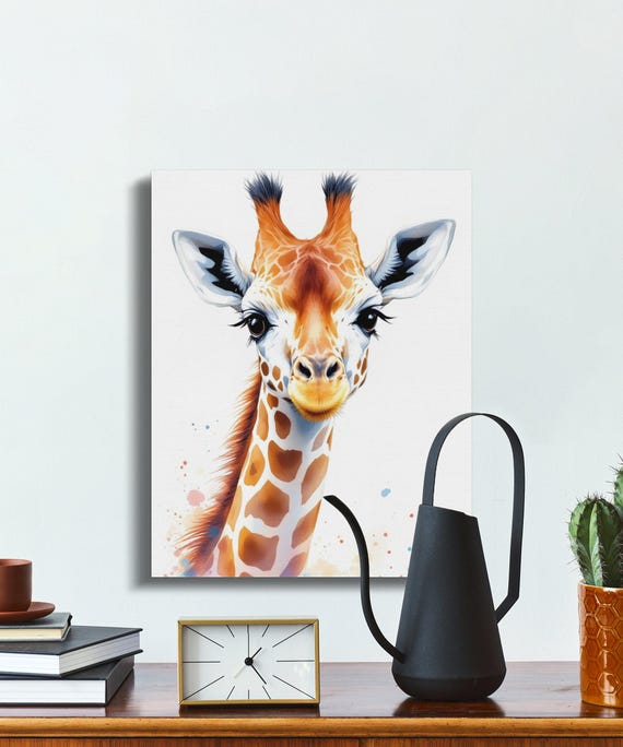 Giraffe Kids Wall Art Cute Animal Print Nursery Decor Playroom Decoration Baby Shower Gift Childrens Room Artwork