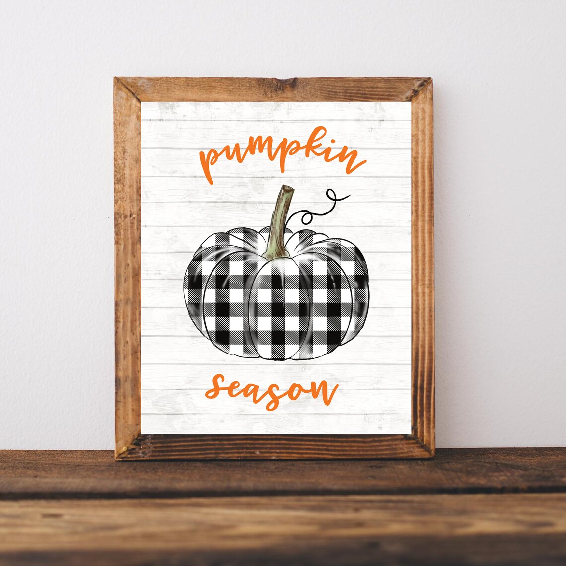 Pumpkin Fall Autumn Farmhouse Buffalo Check Art Print