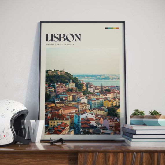 Lisbon Retro Travel Poster, Portugal Cityscape