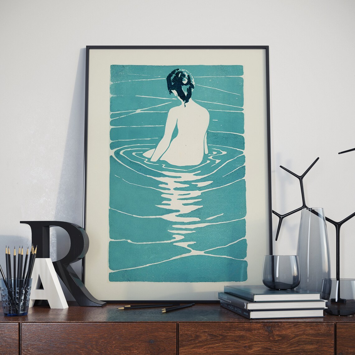 Japanese Woman Print, Vintage Ukiyoe Art Print
