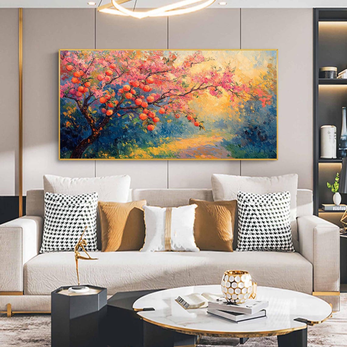 Blooming Fruit Tree With Orange Fruit And Pink Blossoms Poster - Image 4