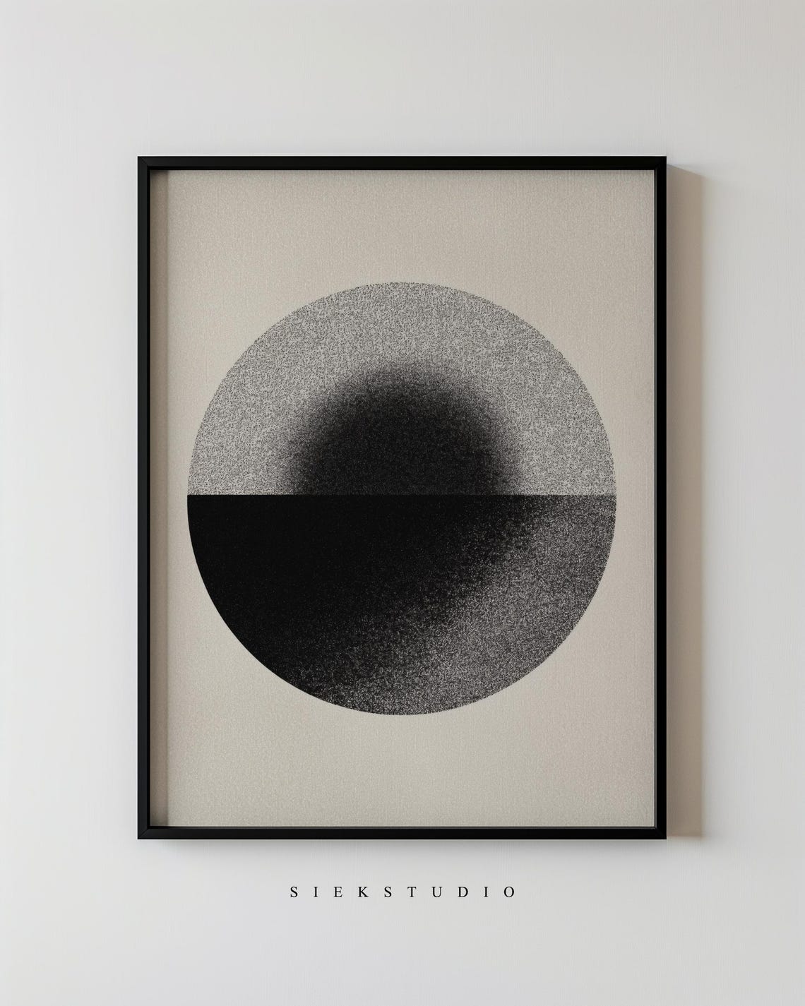 Black Circle Horizon Gradient Beige Minimalist Modern Abstract Poster