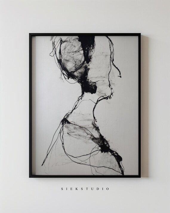 Abstract Woman Profile Ink Line Sketch Minimalist Art Poster