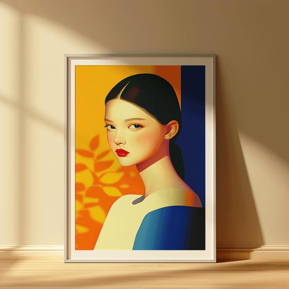Modern Pop Art Girl Portrait Vibrant Color Block Woman Print Bold Fashion Illustration Wall Decor Poster My Dejavu