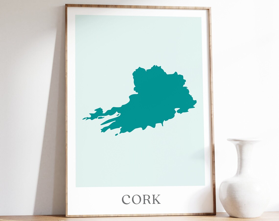Cork Map - County Cork Ireland Travel Poster