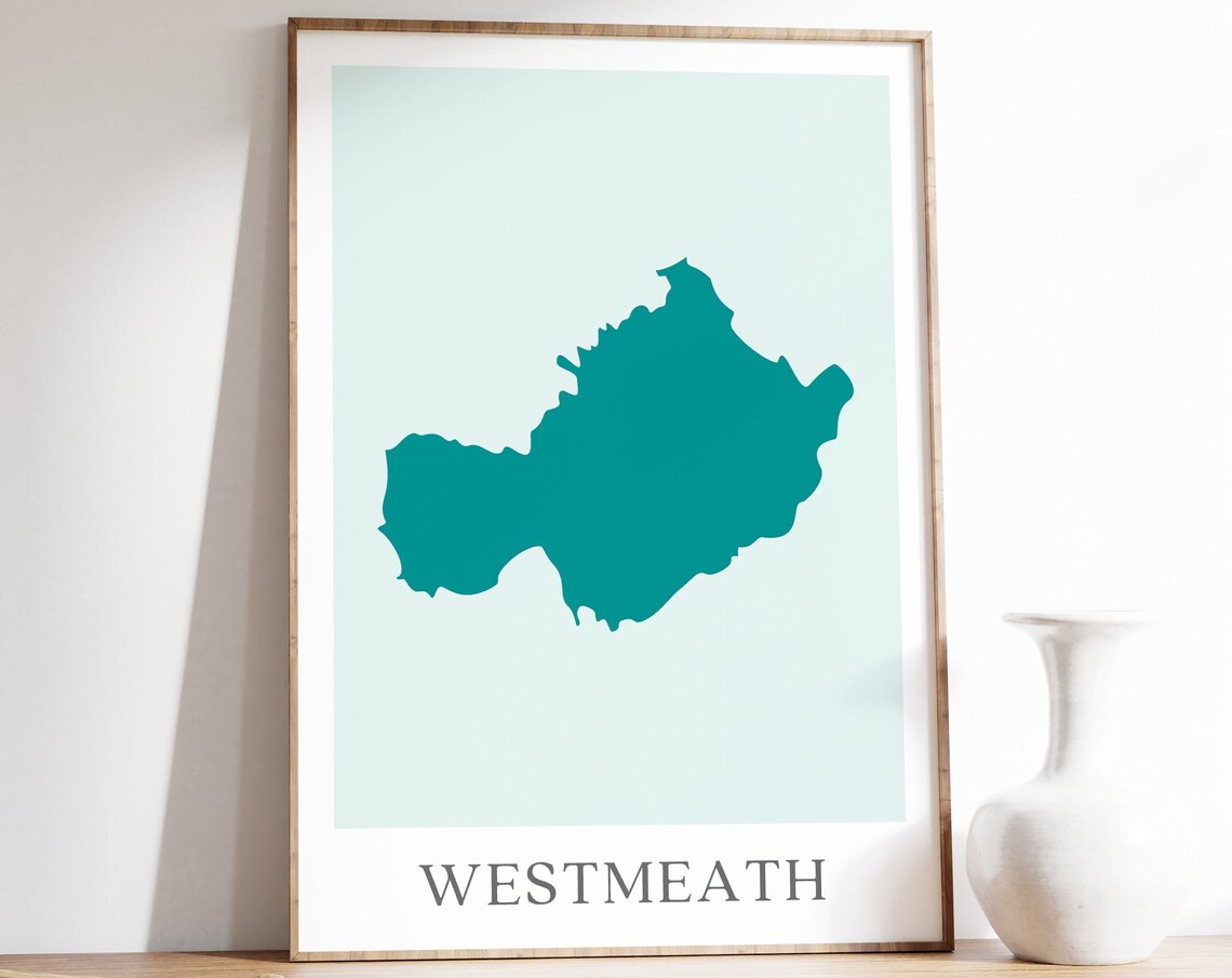 County Westmeath Map, Irish Wall Art Print